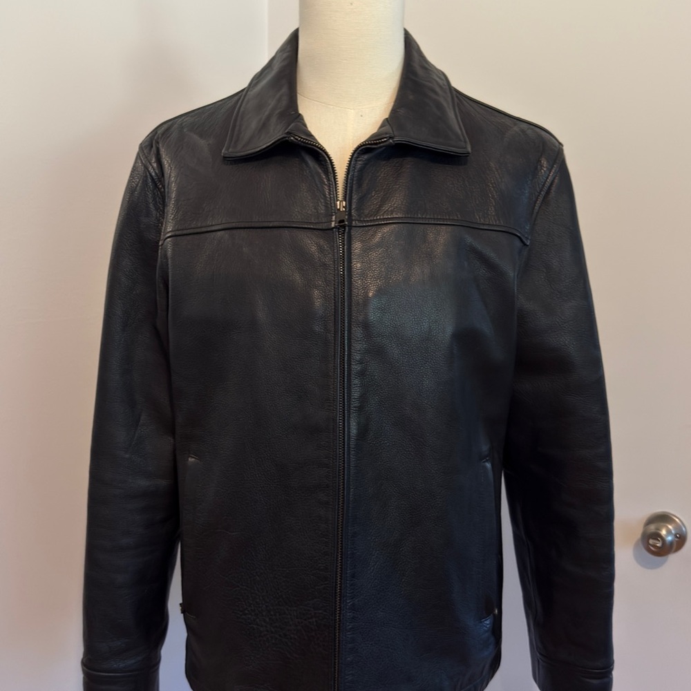 Banana Republic Black Leather Bomber Jacket